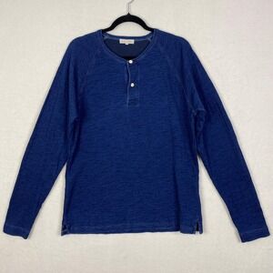 Alex Mill Shirt Size L Blue Henley Cotton Long Sleeve